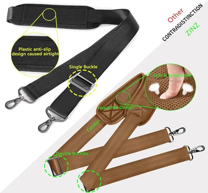 ZINZ Shoulder Strap 58" Ultra-Thick Fixed Padded and Adjustable Buckles Crossbody Strap for Briefcase Laptop Bag Luggage - color: Khaki