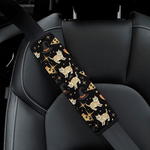 Universal Soft and Comfortable Seat Belt Shoulder Pad for Adult Use, Most Cars, 1 Pair Hand Drawn Cats Pizza Starry Sky Harness Pads Strap Anti-Slip Pad - color: Pattern 925