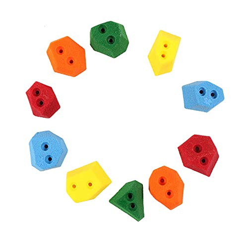 Atomik Rock Climbing Holds Set of 10 Screw-On Angled Footholds in Assorted Bright Tones
