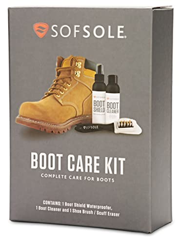 Sof Sole Shoe Care Kit with Cleaner, Shoe Shield Waterproofer and Scrub Brush for Sneakers and Boots - style: Boot Kit