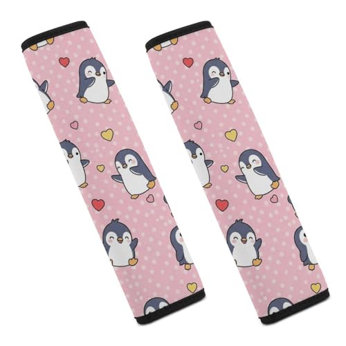 2 Pack Cute Penguin Red Heart Seat Belt Cover Universal Fit Shoulder Protector for Adults and Children, Most Cars, Comfortable Driving - color: Pattern 1149