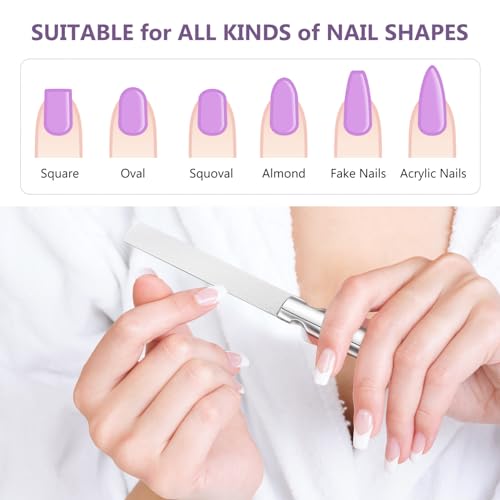 2 Pcs Metal Nail Files: Stainless Steel Fingernail with Anti-Slip Handle and Leather Case Double Sided - Reusable Nail File for Men and Women