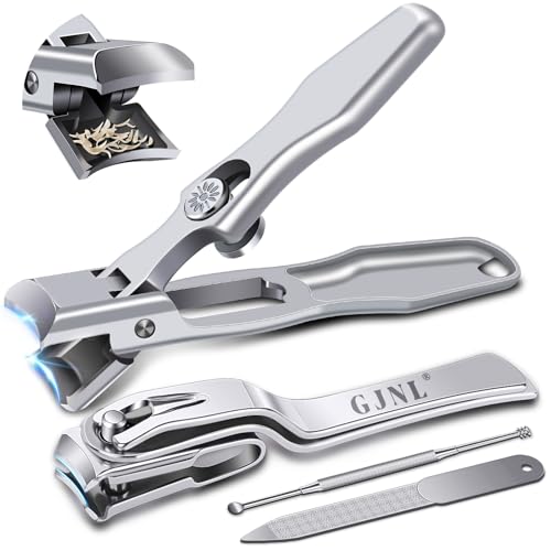 Toenail Clippers for Thick Nails for Seniors, 4PCS | Toe Nail Clippers for Men with Catcher - 360° Toenail Clippers for Seniors, Heavy Duty Edgy Nail Clipper for Thick Nails