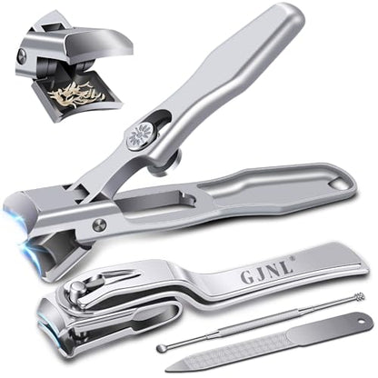 Toenail Clippers for Thick Nails for Seniors, 4PCS | Toe Nail Clippers for Men with Catcher - 360° Toenail Clippers for Seniors, Heavy Duty Edgy Nail Clipper for Thick Nails