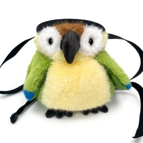 Cute Parrot Plush Chalk Bag, Cartoon Bird Drawstring Magnesia Pouch with Adjustable Belt, Portable Chalk Bucket for Rock Climbing Bouldering Gym Weightlifting Novelty Gift