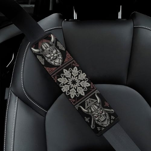 2 Pack Warrior Vikings Norse Mythology Car Seat Belt Pad Soft Padded Harness Pads Strap for Child, Car Seats Pushchair Strollers High Chair Pushchair, Anti-Slip Pad - color: Pattern 1137