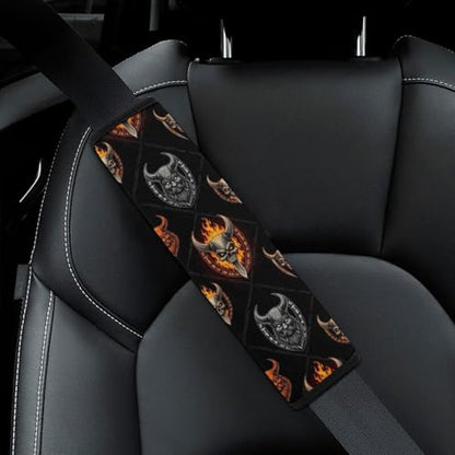 1 Pair Medieval Vikings Samurai Warrior Skull Norse Mythology Viking Seat Belt Shoulder Pad Soft Padded Seat Belt Cushion for Adult Use, Stroller Pushchair High Chair, Pressure Relief - color: Pattern 828