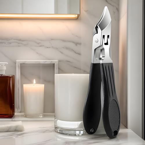 Slanted Nail Clippers Heavy Duty Portable Nail Trimmer | Stainless Steel Toenail Trimmer for Kids Adults Seniors Men Women Home Office School Travel Fingernails - color: Black
