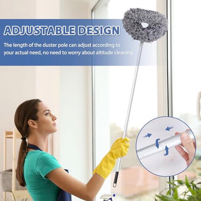 FONUNO Ceiling Fan Cleaner Duster High Ceiling Extended Fan Blade Cleaner | Reusable Microfiber Ceiling Fan Duster with Extension Handle from 13 to 50 Inch for Furniture Bookshelves Wall Door, Gray - color: Gray