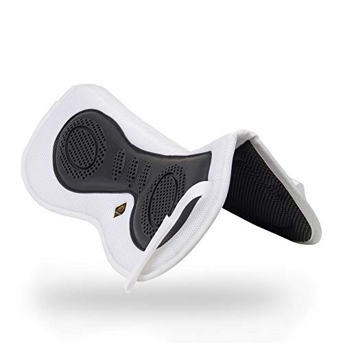 Kavallerie 3D Air-Mesh Half Pad, Impact Protection & Therapeutic Gel Padding English Saddle for Maximum Support and Stability, Best for Horses Under Saddle, Dressage, Jumping & Training - color: White, style: 3d Air-mesh