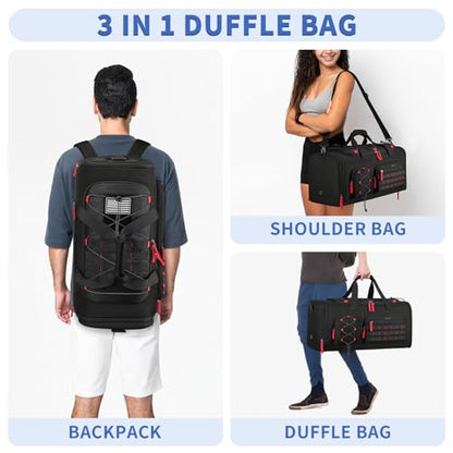Bosstin Gym Bag for Men & Women, 45L Travel Duffle Sports Duffel Bag Gym Weekender Overnight Backpack with Shoe Compartment (Black) - color: 1Black