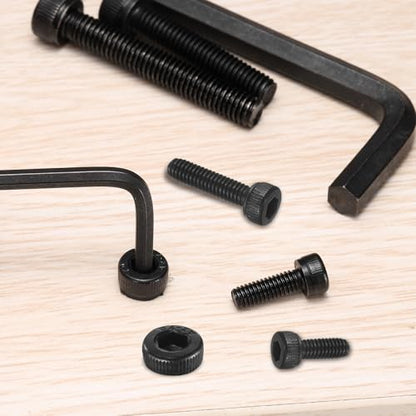 uxcell 30Pcs Hex Socket Head Cap Screws Bolts with Nuts, M2.5x10mm 304 Stainless Steel Socket Drive Machine Screws Bolts with Hex Wrench, Full Threaded, Black - size: M2.5x10mm