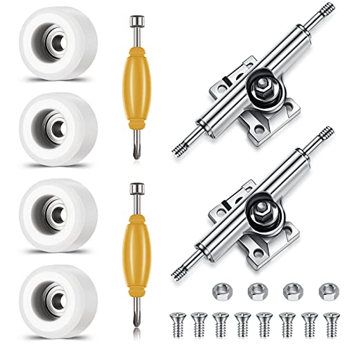 Zhehao 8 Pcs Fingerboard Bearing Wheels Standard Fingerboard Tool CNC Lathed Bearing Wheels Screwdriver and 2 Pcs Nut Driver for 34 mm Wide Decks Finger Skateboard Trucks(White) - color: White