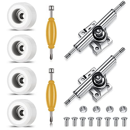 Zhehao 8 Pcs Fingerboard Bearing Wheels Standard Fingerboard Tool CNC Lathed Bearing Wheels Screwdriver and 2 Pcs Nut Driver for 34 mm Wide Decks Finger Skateboard Trucks(White) - color: White