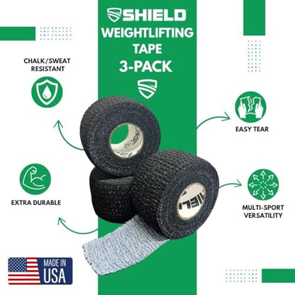 SHIELD | Weightlifting Tape 3-Pack (Black) - color: Black
