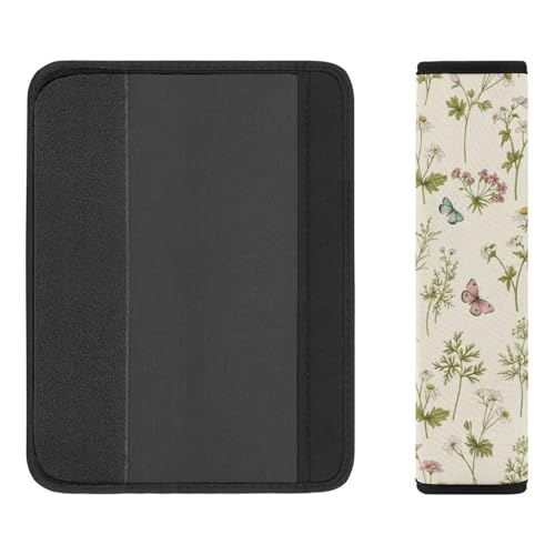 2 Pack Green Plants Wild Flowers Car Seat Straps Shoulder Pads Universal Soft and Comfortable Seat Belt Cushion for Adults and Children, Stroller Pushchair High Chair - color: Pattern 110
