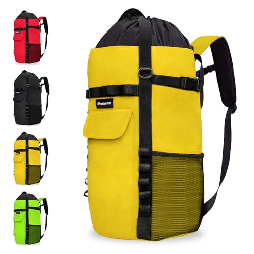 Climbing Rope Bag,Large Capacity Arborist Rope Storage Bag,Waterproof Oxford Tree Rock Climbing Rope Backpack,Outdoor Climbing Gear Storage Bag with Hand Straps - color: Yellow