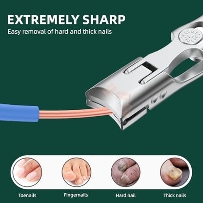 German Nail Clippers for Men Thick Nails, VANWIN Toenail Clippers for Seniors Large Wide Jaw Opening, Heavy Duty No Splash Fingernail Clipper with Safety Lock Nail Clippers with Catcher for Women - style: Silver