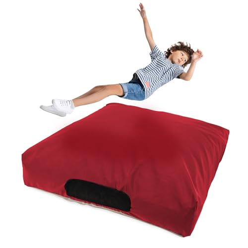 Matini Sensory Crash Pad for Kids & Adult – Crash Mat with Foam Blocks, Waterproof Cover, Non Slip Bottom, Soft Fabric Sensory Pads, Landing Mat for Jumping, Relaxing & Play - 36" x 36" (Burgundy) - color: Burgundy, size: 36" X 36"