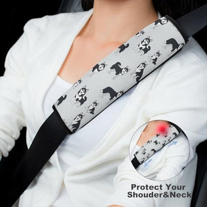 Universal Soft and Comfortable Cute Dogs Siberian Husky Seat Belt Shoulder Pad for Girls and Boys, Most Cars, 2 Pack Seat Belt Covers Cushion Shock Absorption - color: Pattern 1107
