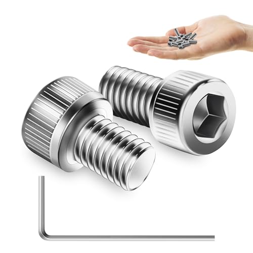 Mywish (50Sets) M5 Screws, M5 x 8mm Socket Head Cap Screws Bolts, 304 Stainless Steel Allen Socket Hex Drive Bolts, Bright Finish Screw Kit with Nuts and Washers & Hex Spanner - size: M5 x 8mm