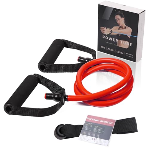 Resistance Bands with Handles for Working Out Women and Men, Exercise Bands with Door Anchor, Stretch Bands for Home Workouts, Simple Guide Included - color: Light-red-20 lbs