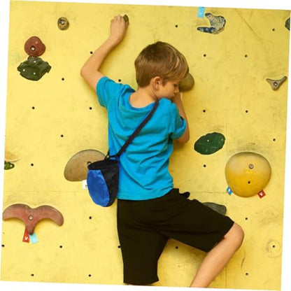 BESPORTBLE Chalk Bag for Climbing and Weightlifting Waist Belt Opening Anti-Slip Powder Storage for Bouldering and Gymnastics Training Blue and Black Design