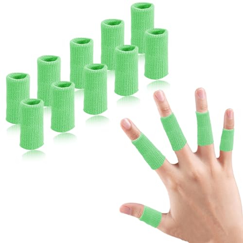 Finger Compression Sleeves Support, Finger Protectors Cots for Arthritis Swelling Basketball Sport, Breathable Elastic (10, Light Green, One Size) - color: Light Green