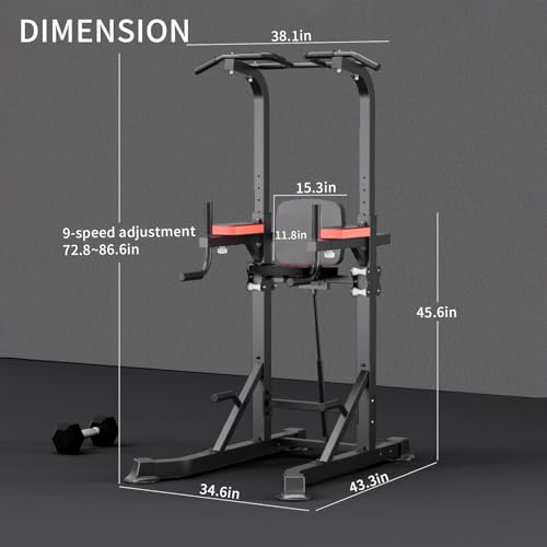 KINGKANG Assistive Power Tower,Dip Station & Pull Up Bar for Home Gym | Load 450 lbs|Suitable All Fitness Enthusiasts|9 Height Settings|Newly Upgraded
