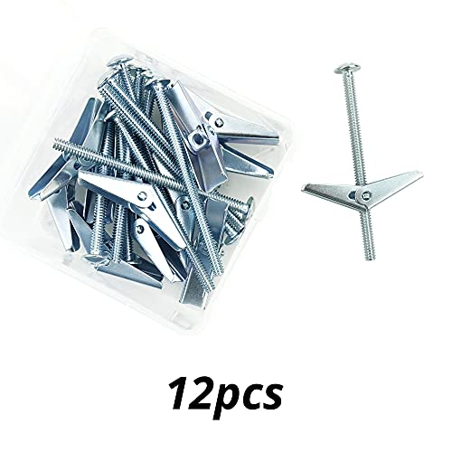 HASWARE Toggle Bolt Zinc Plated Steel and Wing Nut for Hanging Heavy Items on Drywall 3/16x3 (12 Pack) - size: 3/16x3" (12 Pack)