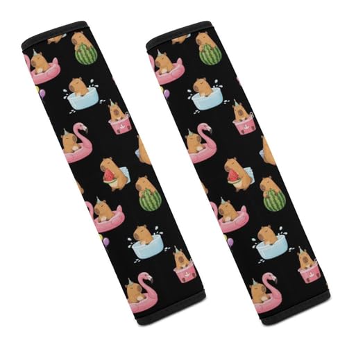 2 Pack Cute Love Funny Capybara Seat Belt Shoulder Pad Universal Fit Harness Pads Strap for Kids, Car Seats Pushchair Strollers High Chair Pushchair, Shock Absorption - color: Pattern 978