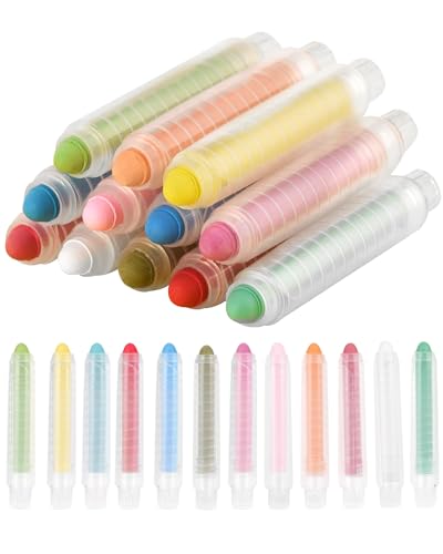 NewFamily Dustless Chalk for Kids with Holder, 12 Colors Non-Toxic Chalkboard Chalk, Mess-Free Drawing Chalk for Toddlers, Blackboard, Easel Board, Classroom & Home Art Supplies - style: Standard 12Colors