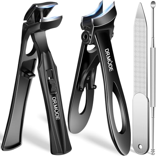Toenail Clippers for Seniors Thick Toenails, Slanted Large Nail Clippers for Men Thick Ingrown Nails with Wide Opening, Heavy Duty Angled Head Nail Clipper Cutter with Catcher -Black - style: Slanted Wide Opening & Angled Head