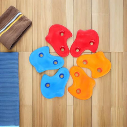 TOYANDONA 6pcs Climbing Holds Set for Indoor and Outdoor Playgrounds, Thickened Rock Wall Grips in Blue, Red, and Orange with Installation Screws, Climbing for Home Workout and Play Set