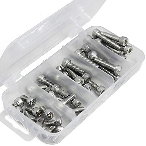 M5 x 8/12/ 16/20/ 25mm Socket Head Cap Screws M5 Bolts Stainless Steel 304 Metric Machine Hex Socket Screw, Fully Threaded, Bright Finish, Assortment Kit, 50PCS - size: M5 x 8/12/16/20/25mm