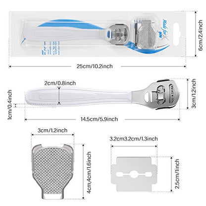 Callus Shaver Set, 50 Blades 1 Stainless Steel Shaver 1 Foot File, 52 Pcs | Callus Remover for Feet and Hands, Foot Razor Kit, Hard Skin, Replacement Blades Included