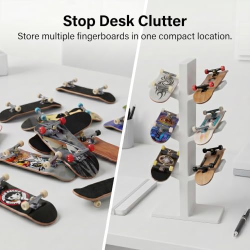 Fingerboard Holder Display Stand for 6 Fingerboards, Desktop Fingerboard Display and Storage Rack, Mini Skateboard Organizer, Plastic Fingerboard Collection Showcase, Fingerboards Accessories