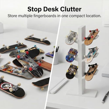Fingerboard Holder Display Stand for 6 Fingerboards, Desktop Fingerboard Display and Storage Rack, Mini Skateboard Organizer, Plastic Fingerboard Collection Showcase, Fingerboards Accessories