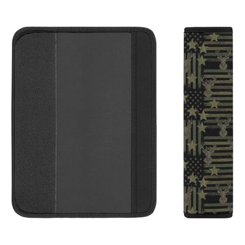 2 Piece Universal Fit Seat Belt Cover for Adult Use, Most Cars, Camo Camouflage Hunting Deer American Flag Seat Belt Covers Cushion, Shock Absorption - color: Pattern 645