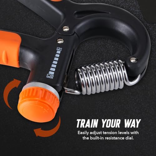 Spalding - Adjustable Hand Grip Strengthener, 22-88 lbs Resistance Hand Gripper for Forearm Wrist Finger Training, Anti Slip Ergonomic Handle Grip Trainer for Home Gym Fitness