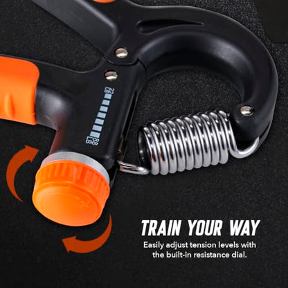 Spalding - Adjustable Hand Grip Strengthener, 22-88 lbs Resistance Hand Gripper for Forearm Wrist Finger Training, Anti Slip Ergonomic Handle Grip Trainer for Home Gym Fitness