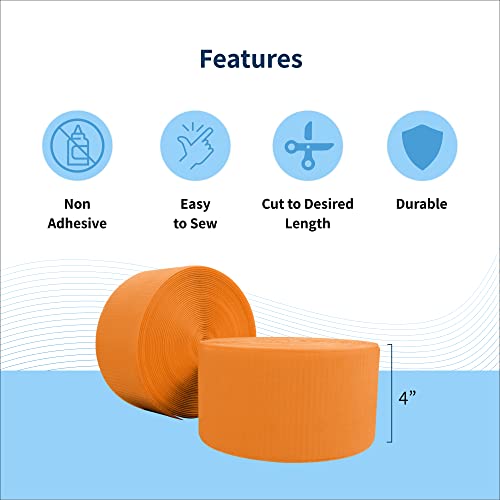 Envirolite Hook Fastener | 4" Wide, 42' Long | Gymnastics and Cheer Mat Tape | Nylon Hook for Carpet Bonded Foam Seams - Orange - style: Orange