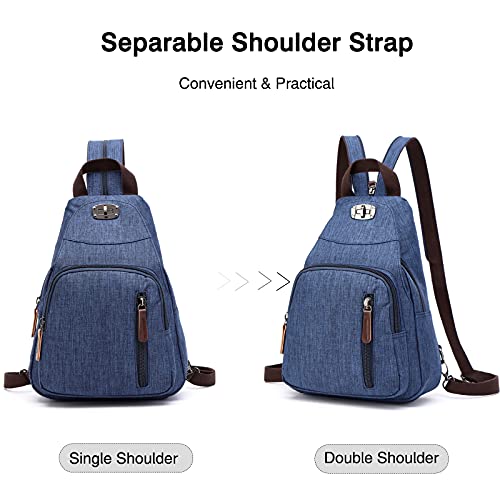 FANDARE Retro Sling Chest Backpack Multipurpose Crossbody Shoulder Bag - color: Navy Blue