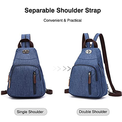 FANDARE Retro Sling Chest Backpack Multipurpose Crossbody Shoulder Bag - color: Navy Blue