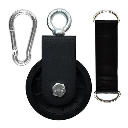 2pcs Silent Gym Cable Pulley with Hanging Straps and Carabiner, 360 Rotation Smooth Silent Pulley, DIY Attachment Projects G99D
