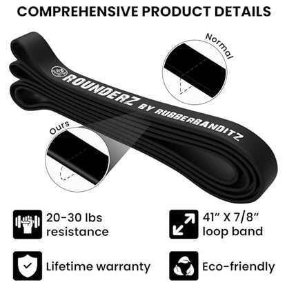 Rubberbanditz Rounded Edge Resistance Band | Compact and Light Weight Exercise Bands | Suitable for All Fitness Levels Users| Travel Friendly Resistance Bands for Working Out - color: Black