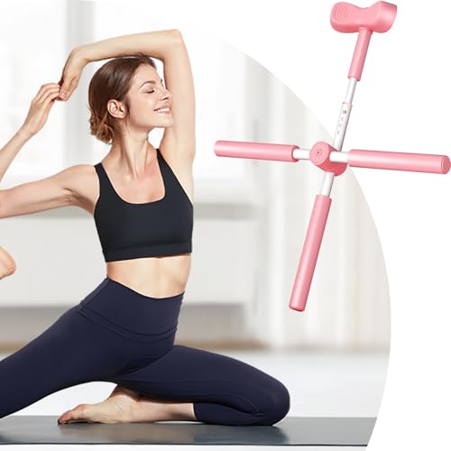 Back Stretcher Yoga Stick Upper Body Alignment Stretching Bar | Exercise Cross Stick for Home Apartment Bodybuilding Fitness Workout After Sports - color: rose
