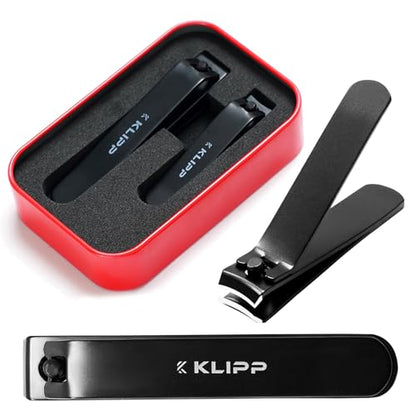 Nail Clipper Set for Men & Women – Stainless Steel Fingernail Clipper & Toe Nail Clippers with Curved & Straight Blades Toe Professional Nail Cutter Kit with Tin Case for Gift & Travel - color: Black