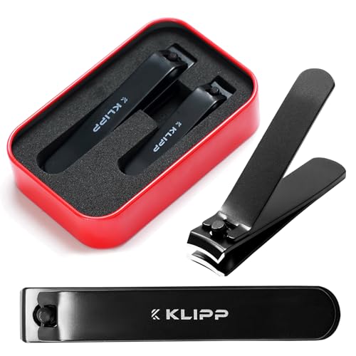 Nail Clipper Set for Men & Women – Stainless Steel Fingernail Clipper & Toe Nail Clippers with Curved & Straight Blades Toe Professional Nail Cutter Kit with Tin Case for Gift & Travel - color: Black