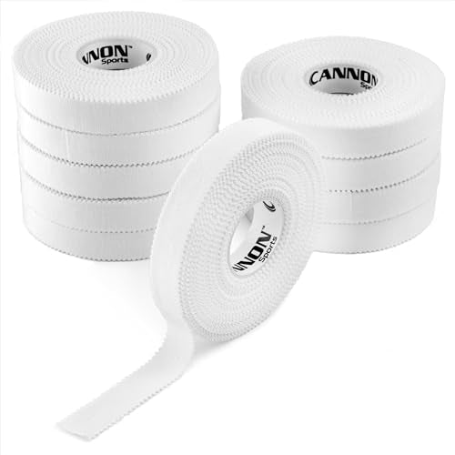 Cannon Sports 10 Pack Athletic Finger Tape - 0.5 Inch x 45 Feet Each Roll - Extra Strong Adhesive for Rock Climbing, Jiu-Jitsu, Wrestling, Martial Arts, Weight Training, Volleyball (White, 10 Pack) - color: White